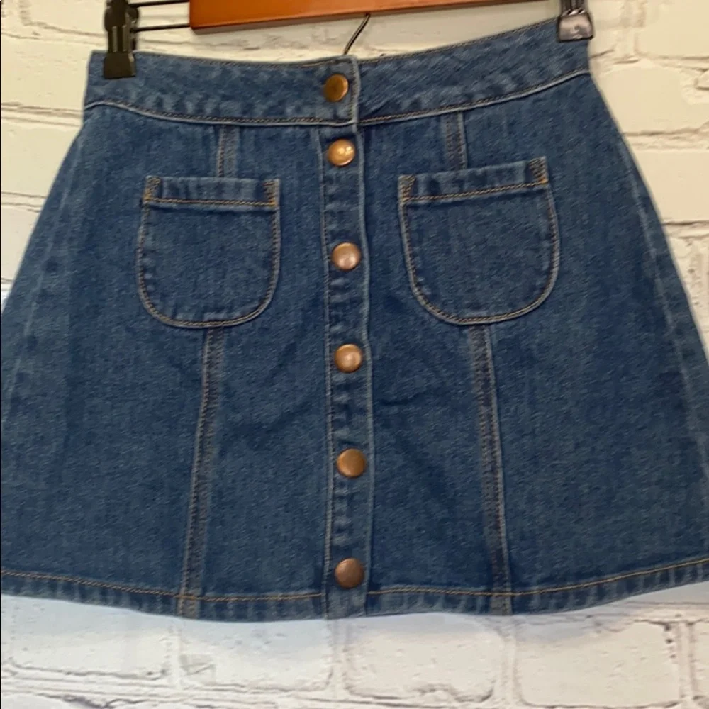 Melville Denim Blue Jean Button Front Mini Skirt Size 23